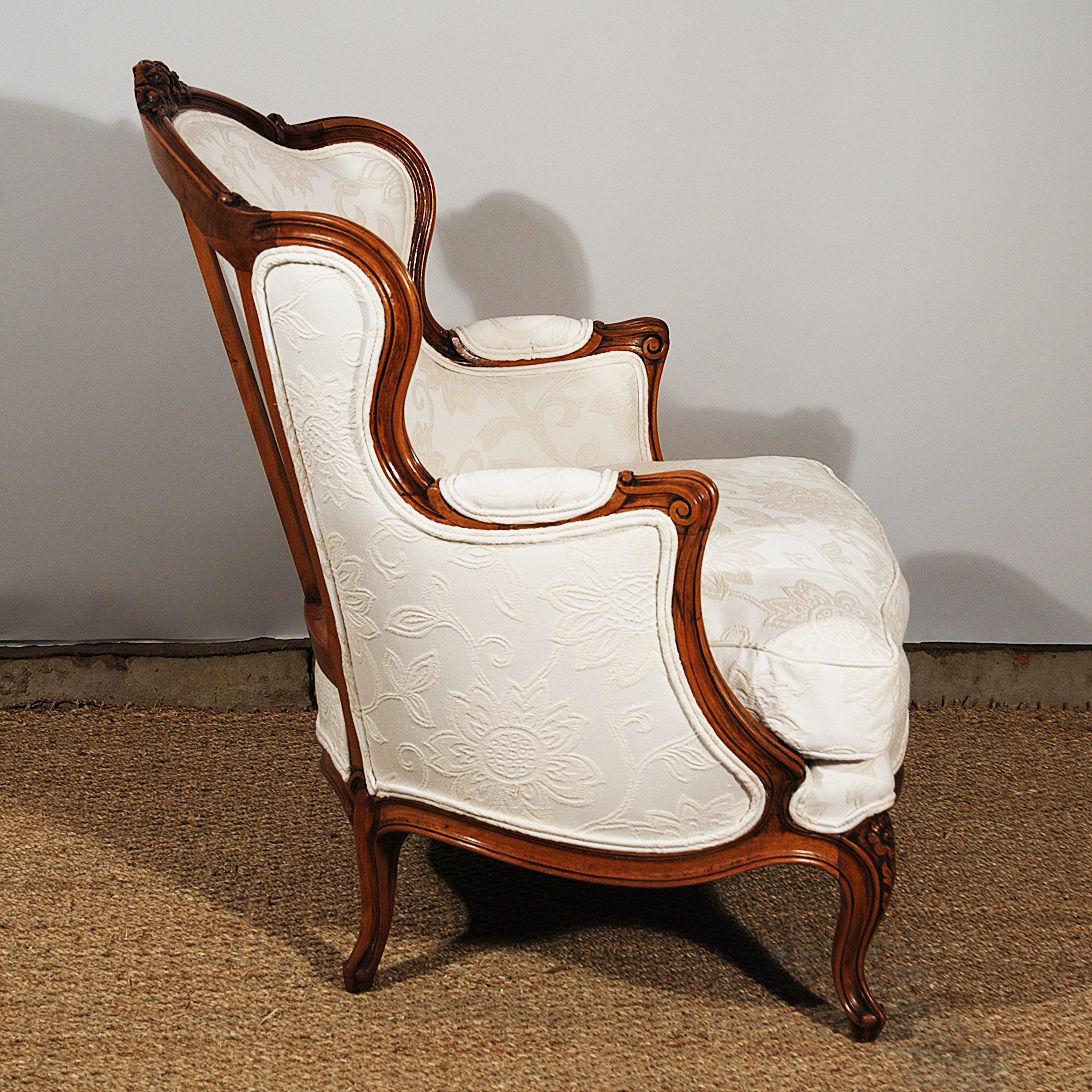 Pair of mid 19th Century Upholstered French Fauteuils