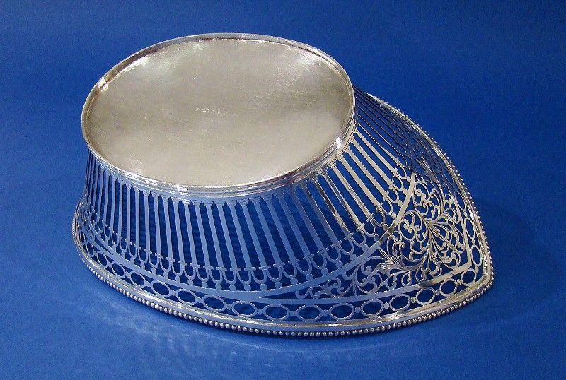 Dutch .833 Silver Navette-Shaped Pierced Basket
