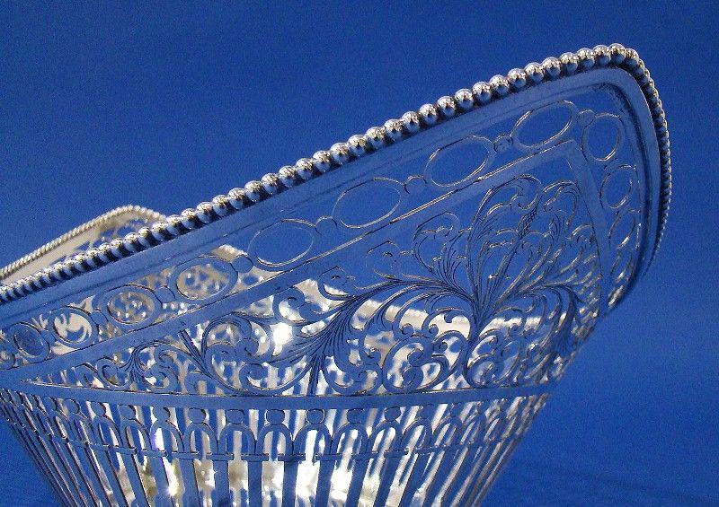 Dutch .833 Silver Navette-Shaped Pierced Basket