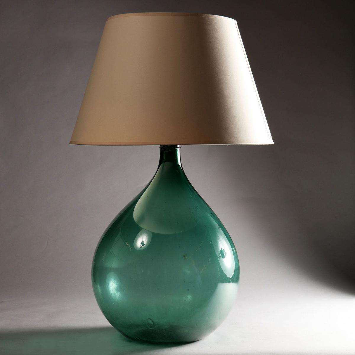 A Very Large 19th Century Green Glass Vessel as a Lamp