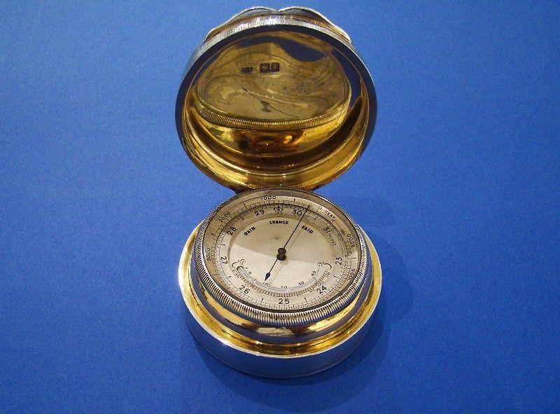 Edwardian Silver Barometer, Thermometer & Altimeter