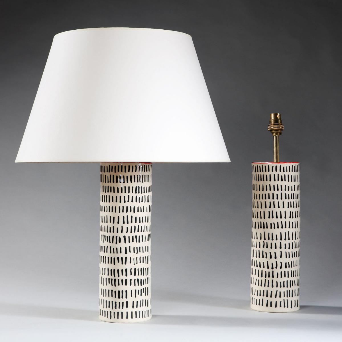 A Pair of Black and White Studio Pottery Vases