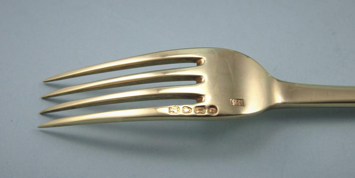 VICTORIAN Silver Gilt Child's Set by Francis Higgins. London 1868