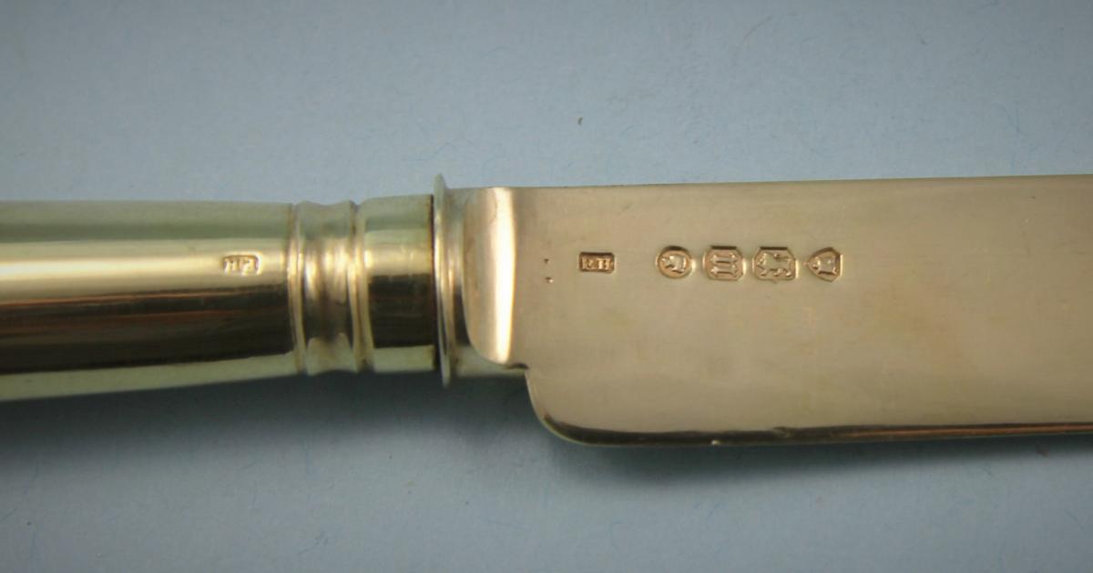 VICTORIAN Silver Gilt Child's Set by Francis Higgins. London 1868