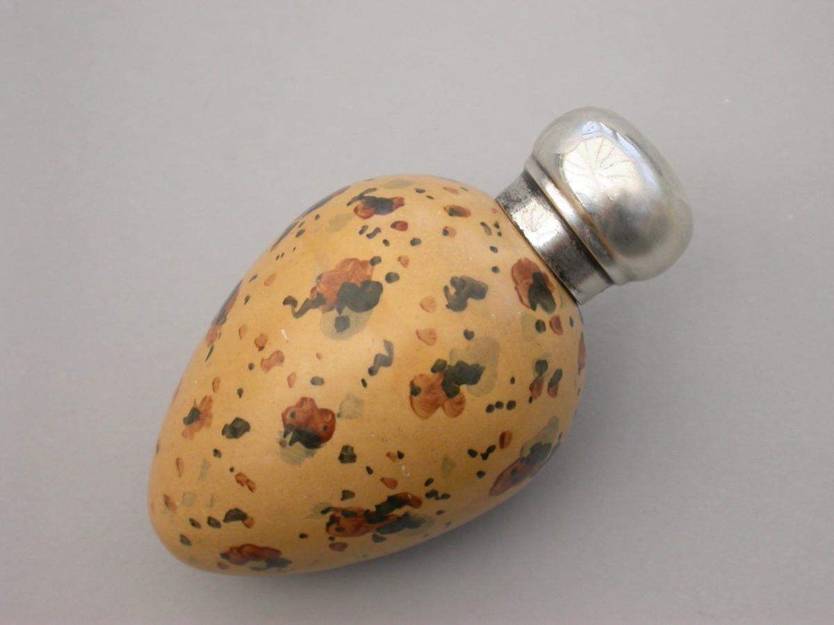 Victorian Silver & MacIntyre Ceramic Great Black Backed Gulls Egg Scent Bottle