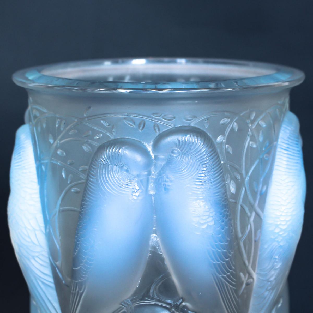 Ceylan, a frosted and opalescent glass vase. Hand etched R Lalique France to underside. Repolishing to rim and base. Marcilhac,