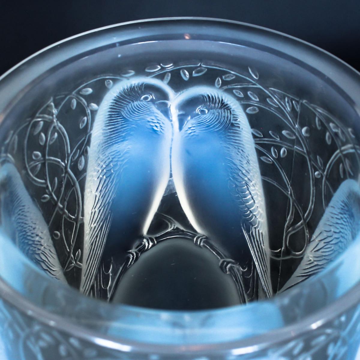 Ceylan, a frosted and opalescent glass vase. Hand etched R Lalique France to underside. Repolishing to rim and base. Marcilhac,