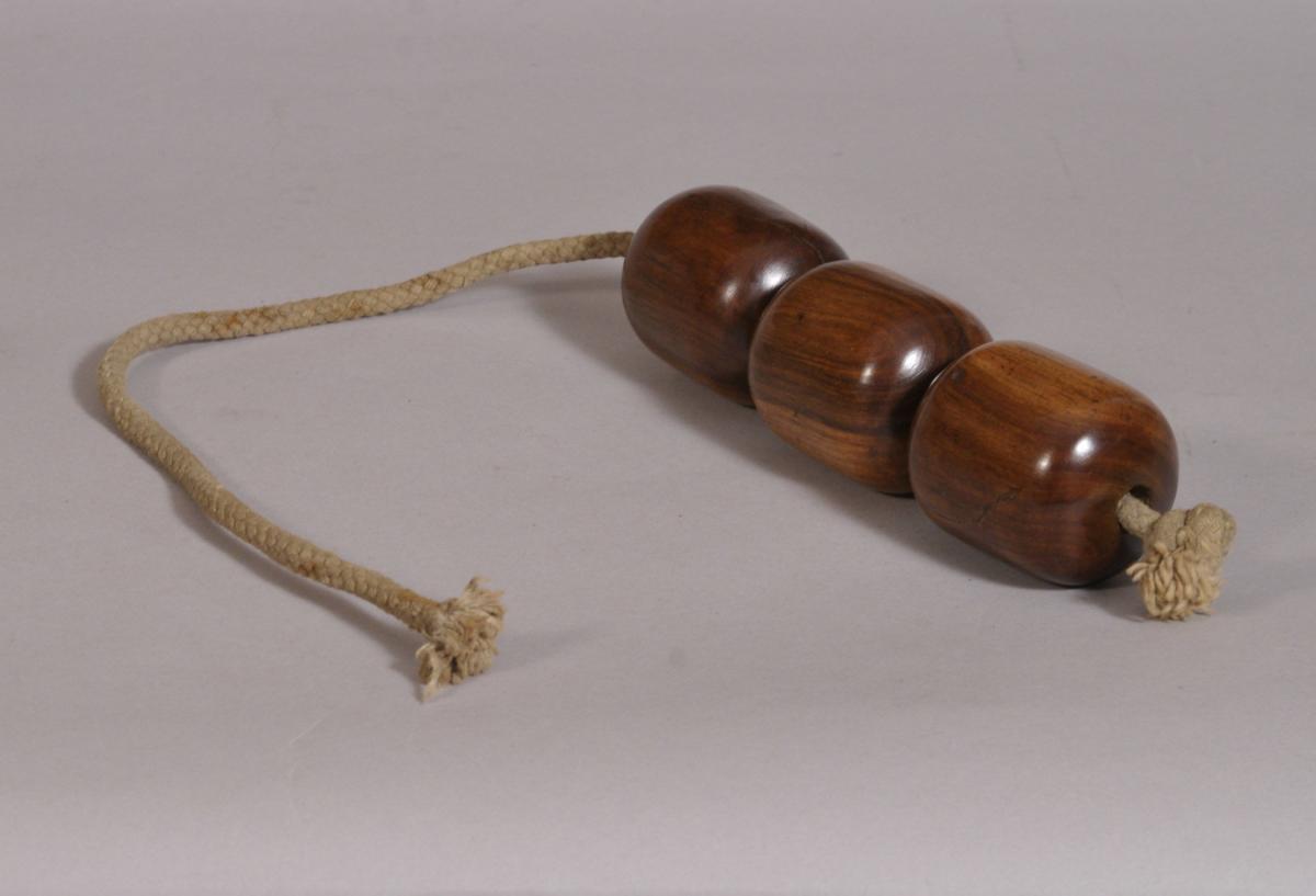 S/3579 Antique Treen 19th Century Set of Three Lignum Vitae Plumber's Dollies
