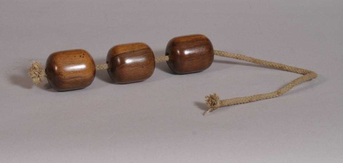 S/3579 Antique Treen 19th Century Set of Three Lignum Vitae Plumber's Dollies