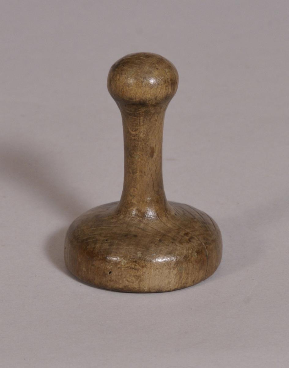 S/3584 Antique Treen 19th Century Sycamore Butter Stamp
