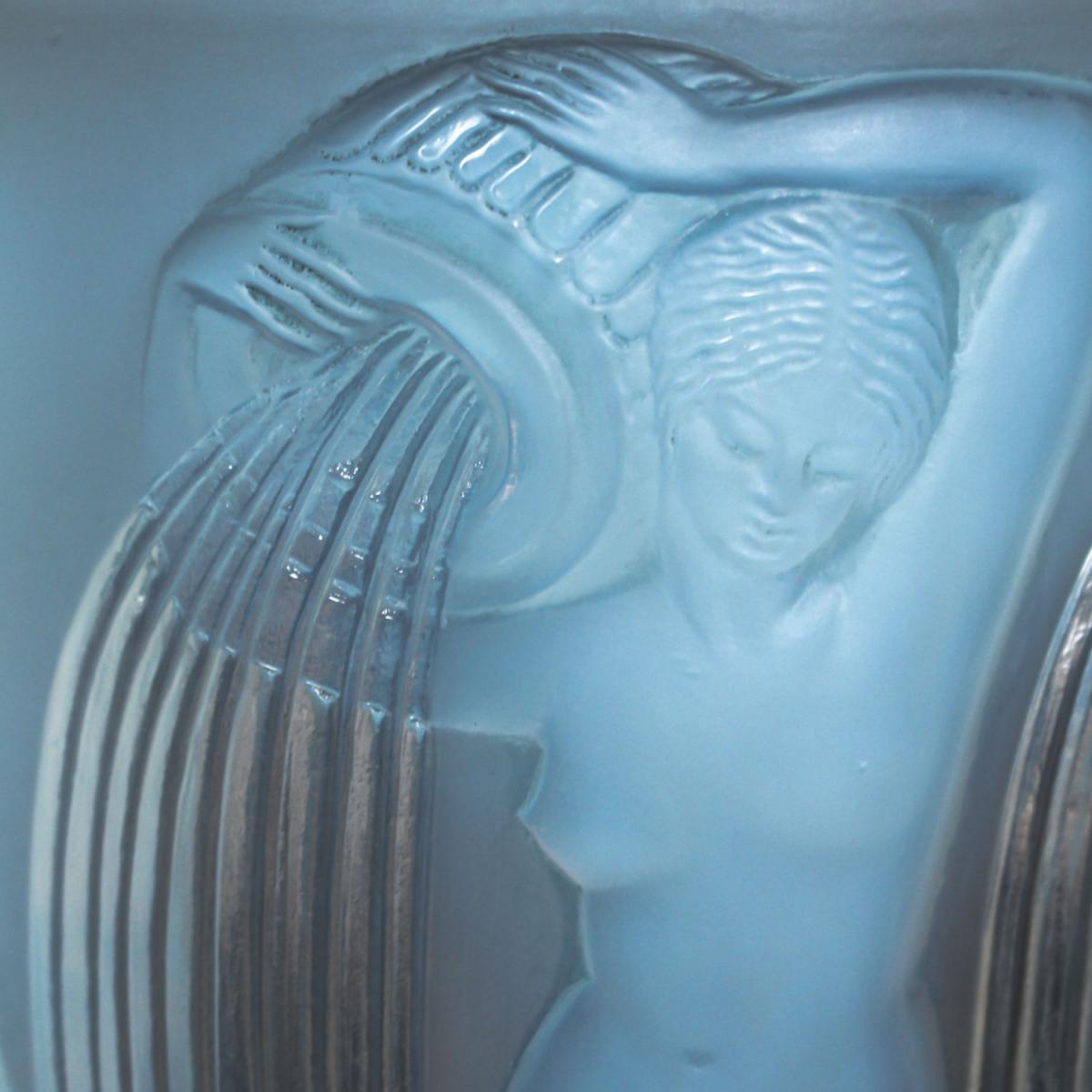 'Danaides', an Art Deco frosted, opalescent glass vase by René Lalique (1860-1945). Decorated over with raised figures of daught