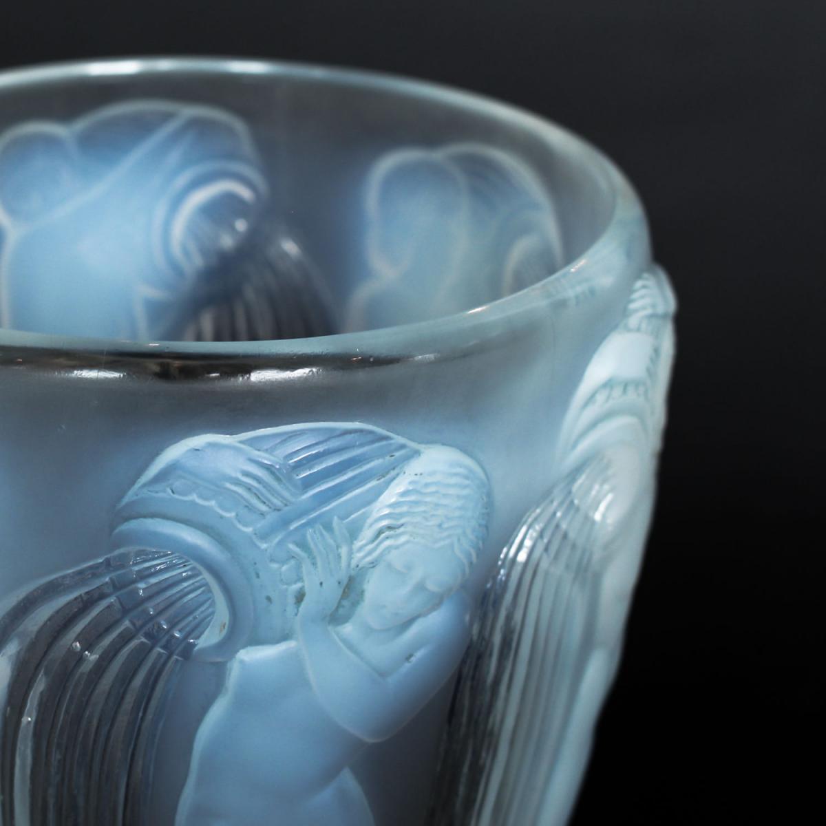 'Danaides', an Art Deco frosted, opalescent glass vase by René Lalique (1860-1945). Decorated over with raised figures of daught