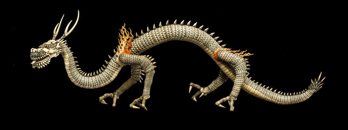 Japanese Articulated Carved Ivory Dragon