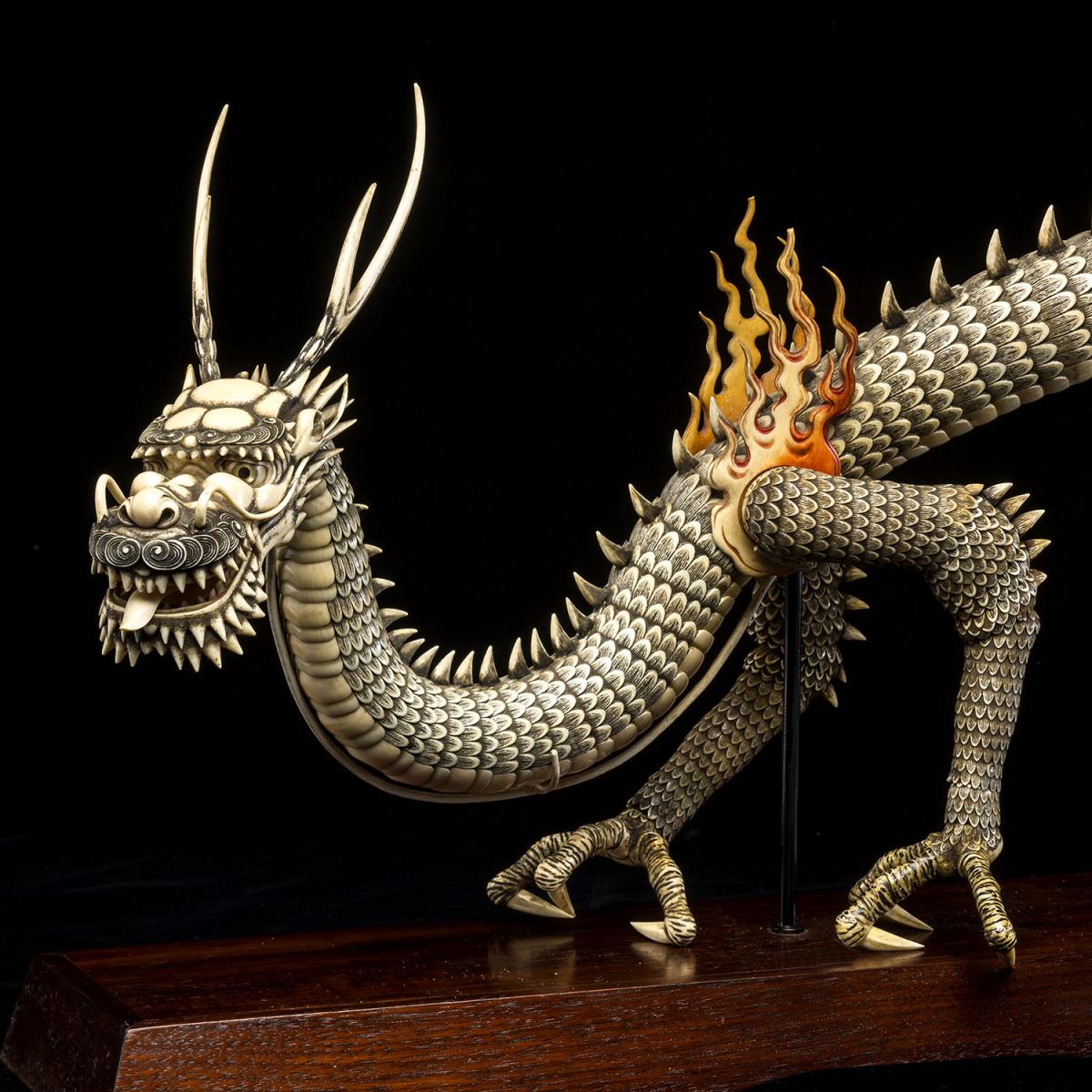 Japanese Articulated Carved Ivory Dragon