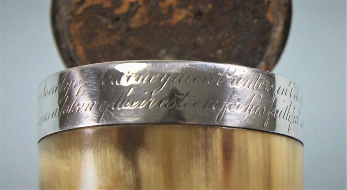 GEORGE III Scottish Horn Snuff Mull and Spoon. Circa 1810