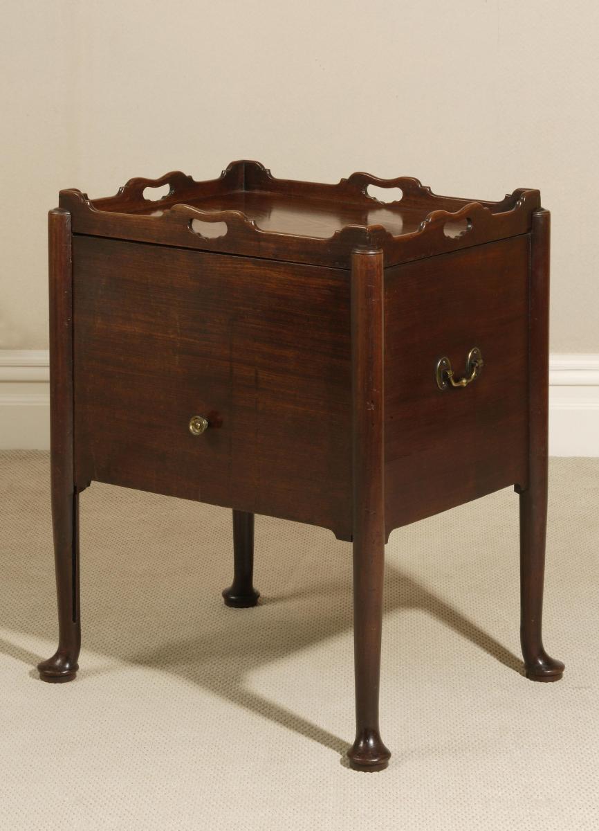 Early and Rare Georgian Mahogany Bedside Cabinet / Commode / Tray Table