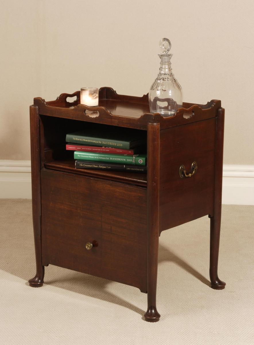 Early and Rare Georgian Mahogany Bedside Cabinet / Commode / Tray Table