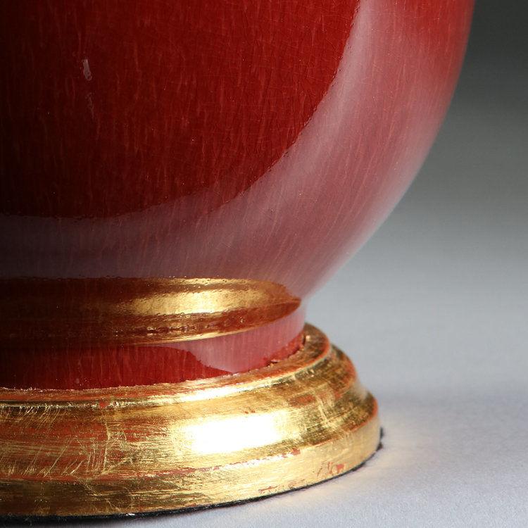 A Red Monochrome Vase now as a Lamp