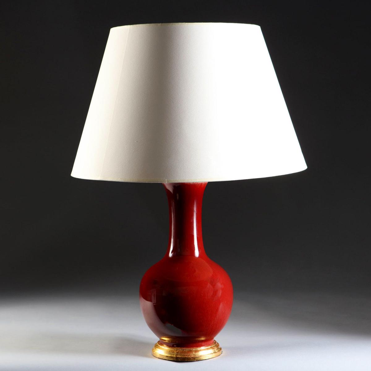 A Red Monochrome Vase now as a Lamp