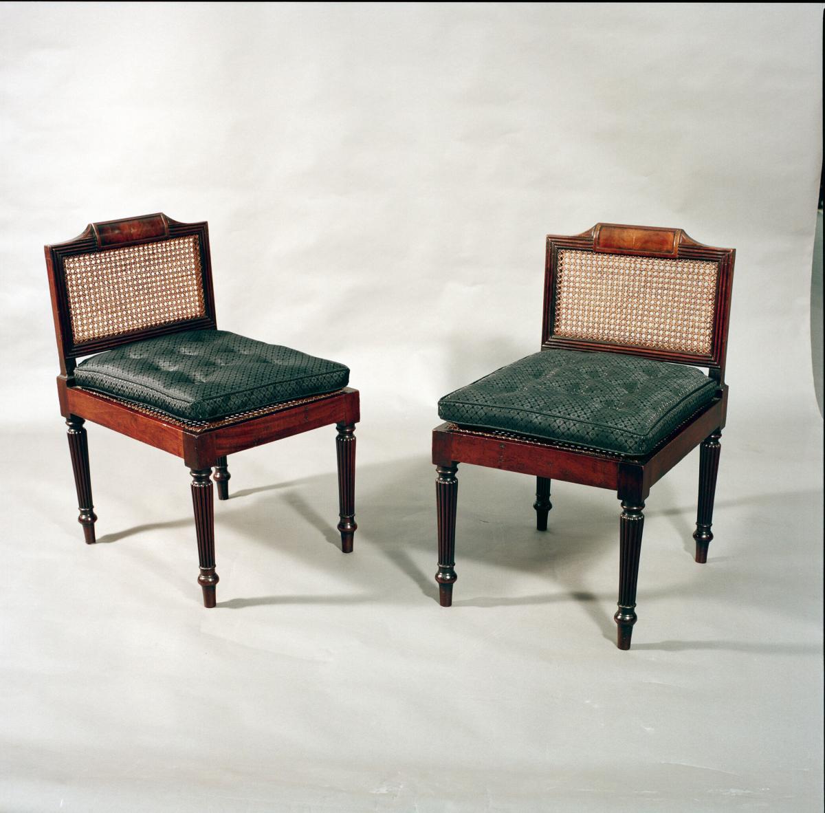 Rare Pair and Possibly Unique Pair of Georgian, Cuban Mahogany Library Hall Seats