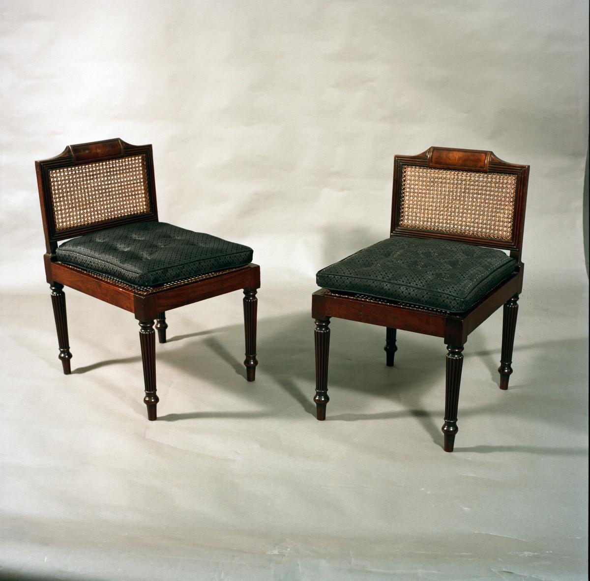 Rare Pair and Possibly Unique Pair of Georgian, Cuban Mahogany Library Hall Seats