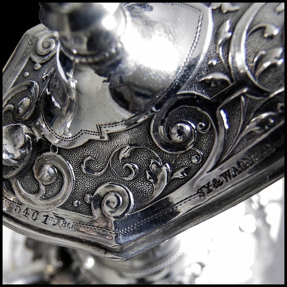 Pair of German Silver Mounted Glass Claret Jugs