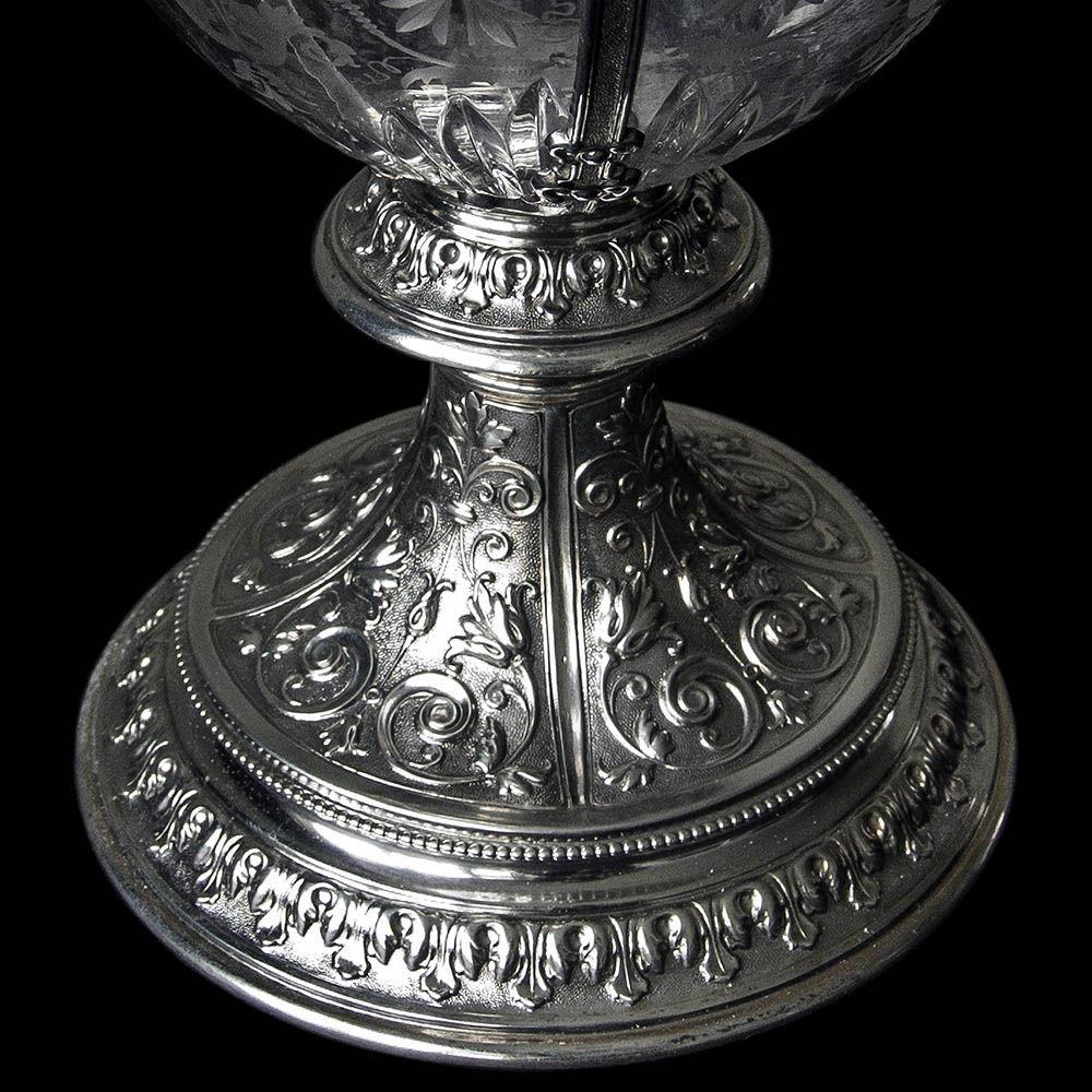 Pair of German Silver Mounted Glass Claret Jugs