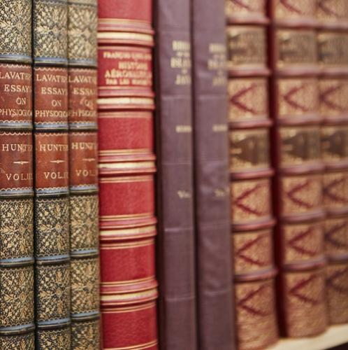 A shelf of antiquarian books