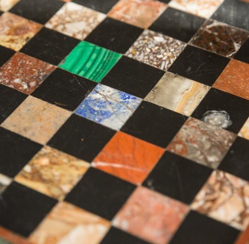 Detail of the inlay on a Louis XVI games table