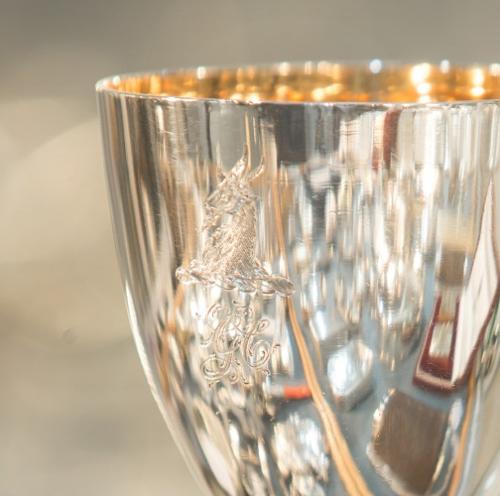 Detail of an antique silver goblet