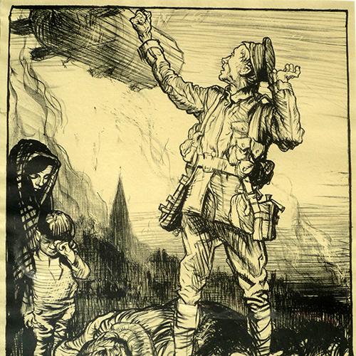 Brangwyn, F.W. Vow of Vengeance, 1914-1918, Colour lithograph printed by The Avenue Press.