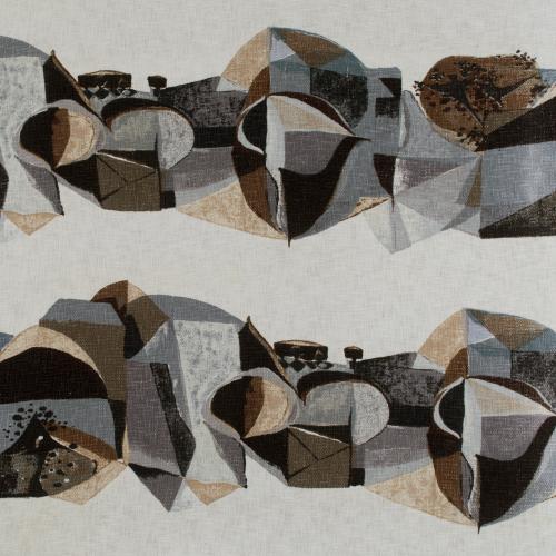 Alan Reynolds (1926 - 2014) Weald 1959, Edinburgh Weavers Screen Printed Slubby Cotton Tweed, 85 x 110 cms
