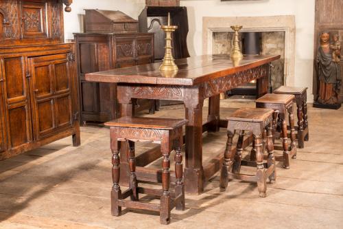 Refectory table with joint stools