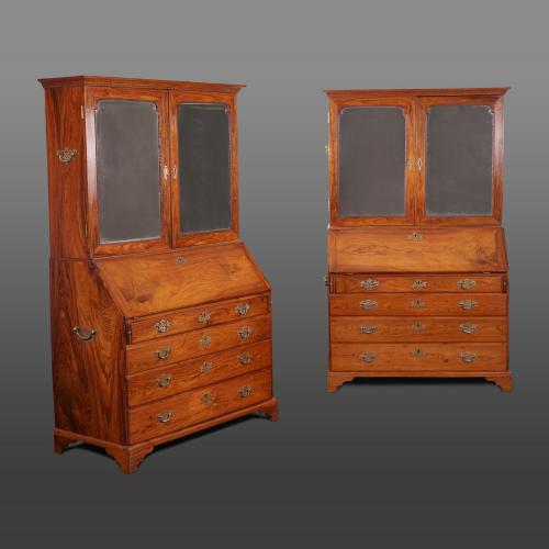 Pair of Chinese Export Huanghuali Bureau Cabinets, Qianlong